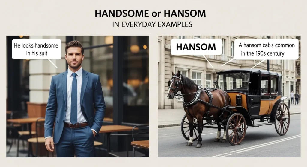 Handsome or Hansom in Everyday Examples
