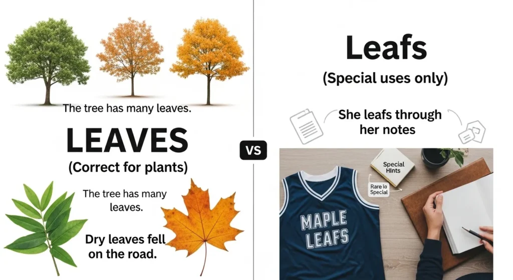 Leafs or Leaves in Everyday Examples